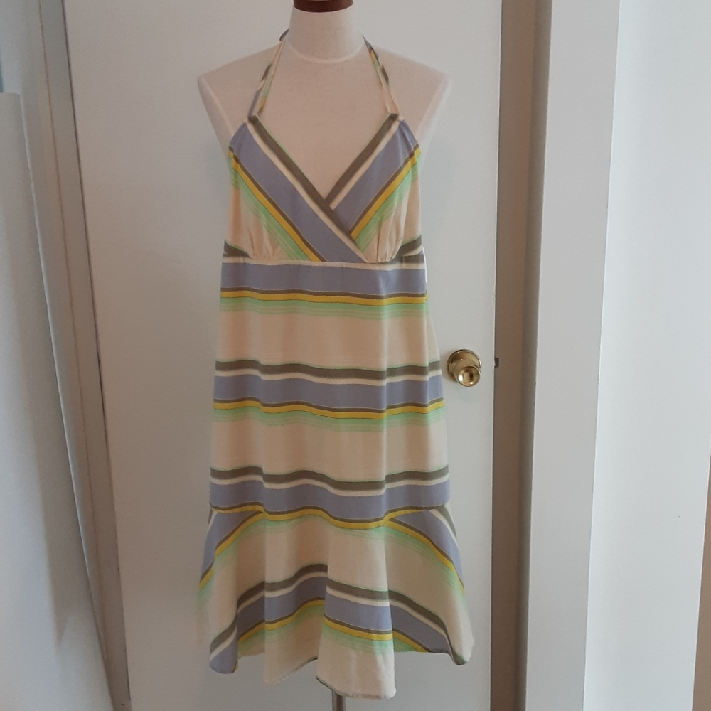 Old Navy stripe halter dress cotton lined XL
